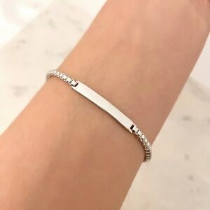 925 Sterling Silver Bar Bracelet Box Chain Bracelet Dainty Minimalist Bracelet